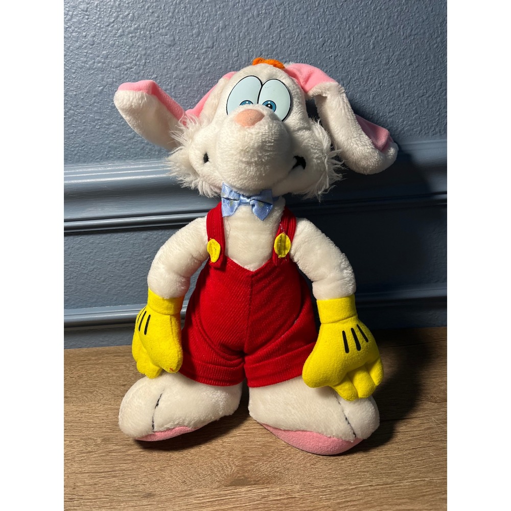 Roger Rabbit Plush Toy Disney Toon Town Red Overalls Bow Tie Yellow Gloves